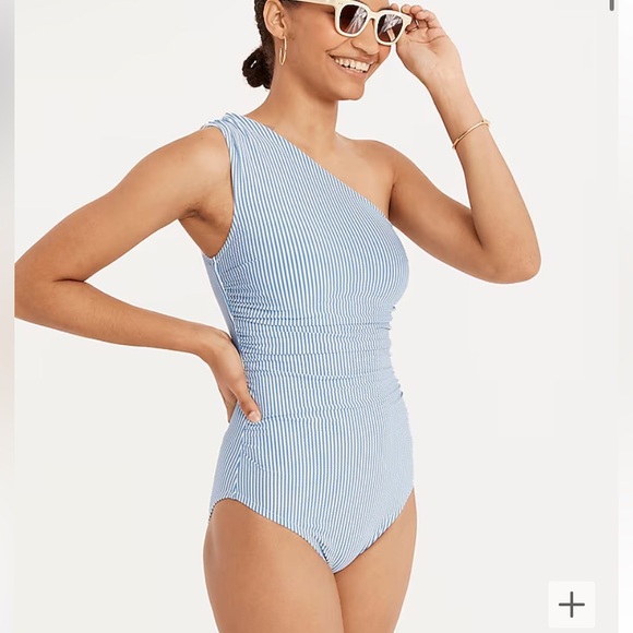 J. Crew Other - J. Crew one shoulder ruched stripe swimsuit bathing suit 27124
